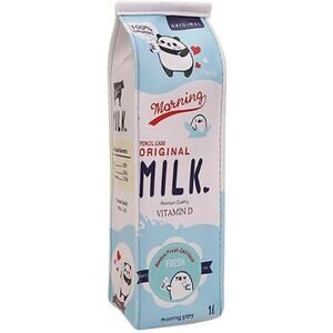 Cute Kawaii Milk Blue School Pencil Case Zipper Pouch Makeup Bag Accessories